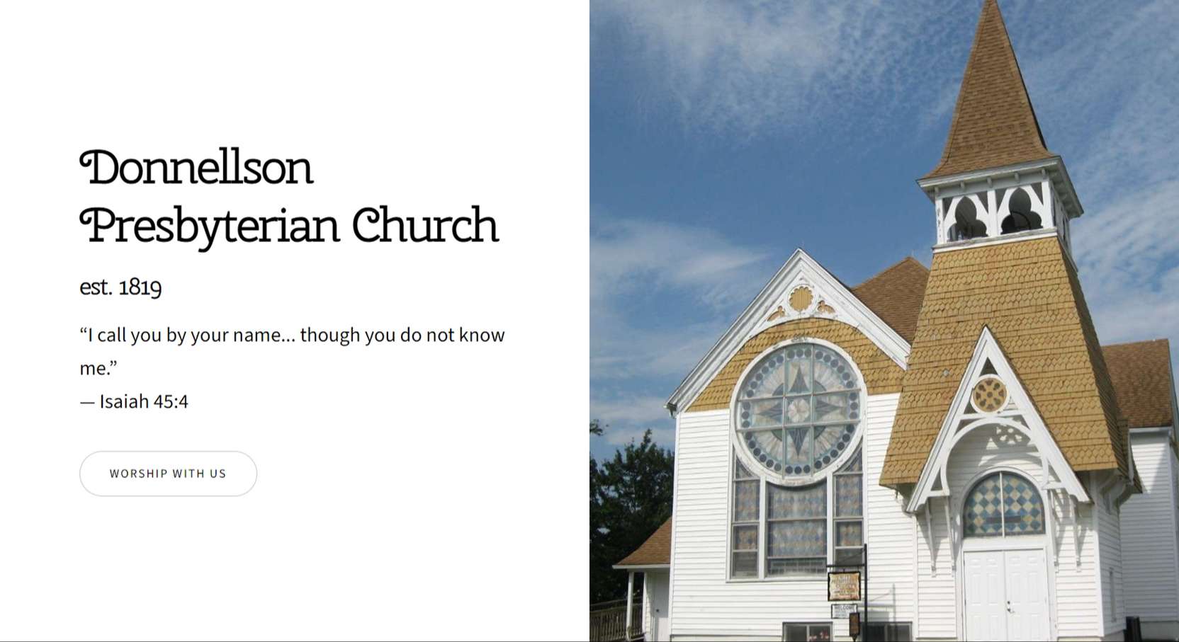 Donnellson Presbyterian Church homepage screenshot